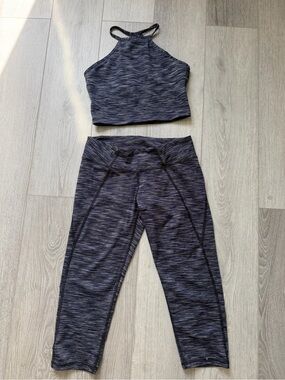 lululemon athletica gray space-dye high-neck crop top & leggings set